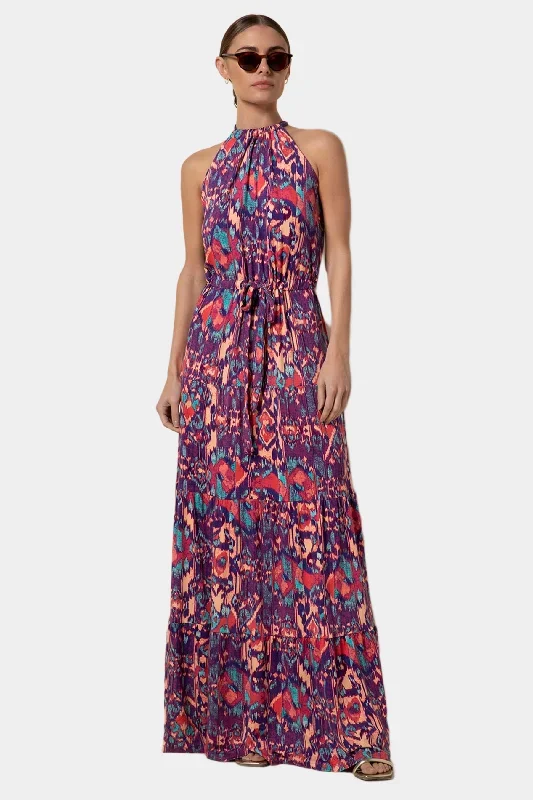 Sleeveless Halter Neck Maxi Dress