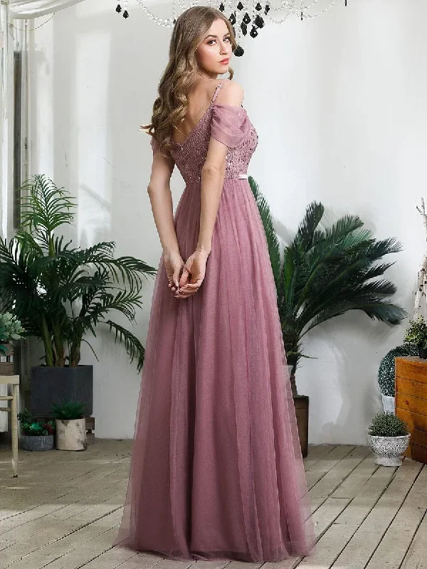 a-line-sweetheart-neckline-ruffle-sleeve-tulle-bridesmaid-dress-with-sequin-ep00766