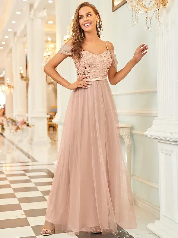 a-line-sweetheart-neckline-ruffle-sleeve-tulle-bridesmaid-dress-with-sequin-ep00766