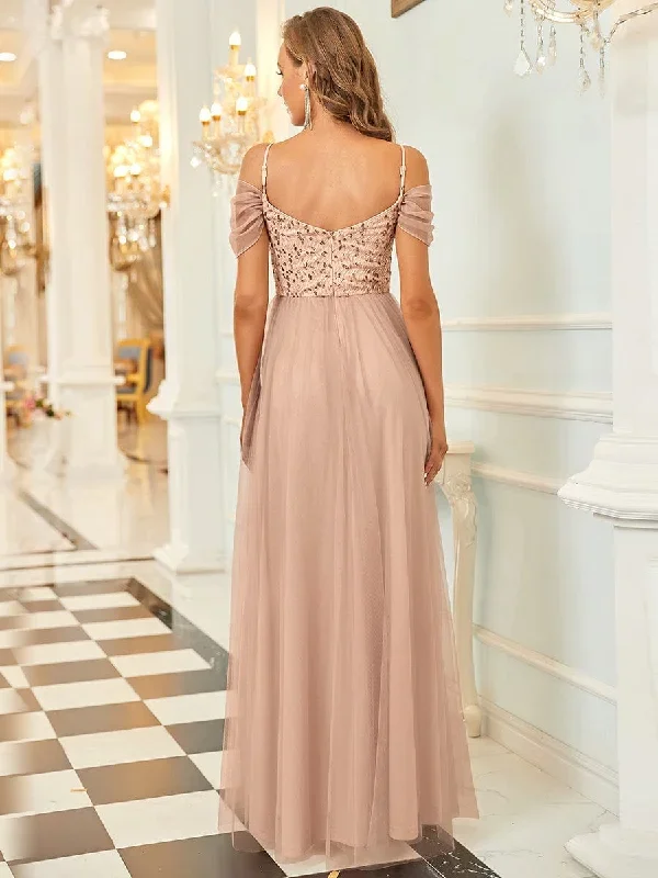 a-line-sweetheart-neckline-ruffle-sleeve-tulle-bridesmaid-dress-with-sequin-ep00766