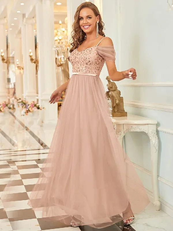 a-line-sweetheart-neckline-ruffle-sleeve-tulle-bridesmaid-dress-with-sequin-ep00766