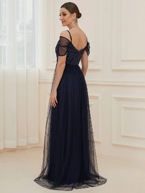 a-line-sweetheart-neckline-ruffle-sleeve-tulle-bridesmaid-dress-with-sequin-ep00766