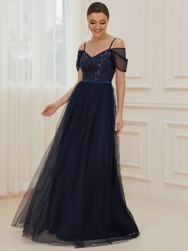 a-line-sweetheart-neckline-ruffle-sleeve-tulle-bridesmaid-dress-with-sequin-ep00766