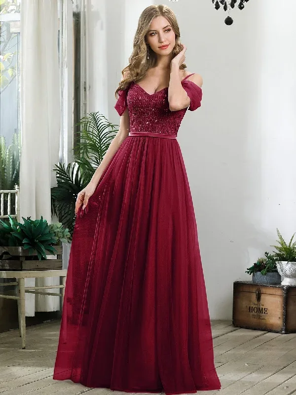 a-line-sweetheart-neckline-ruffle-sleeve-tulle-bridesmaid-dress-with-sequin-ep00766