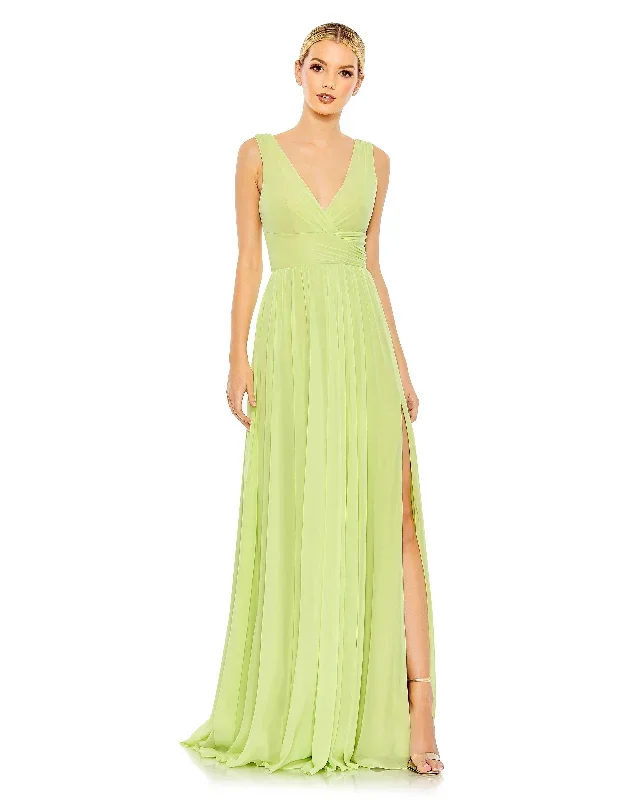 Chiffon Sleeveless Wrap Over A Line Gown