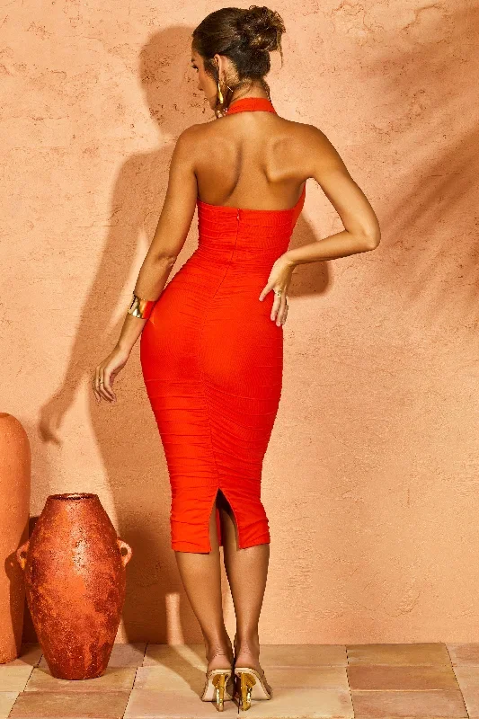 adora-low-plunge-ruched-dress-orange