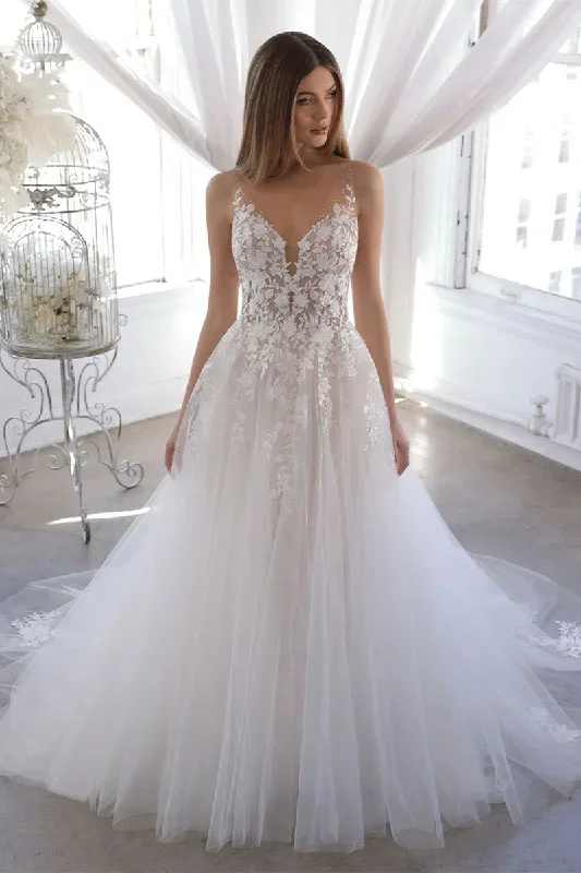 Adoring Love Ethereal Lace A-Line Tulle Wedding Dress