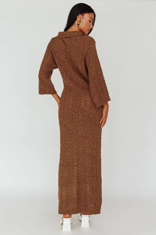 alouette-3-4-sleeve-crochet-midi-dress-cocoa