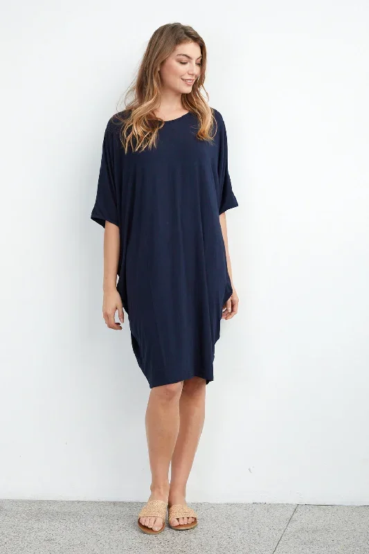 Bamboo Cocoon Dress - Navy