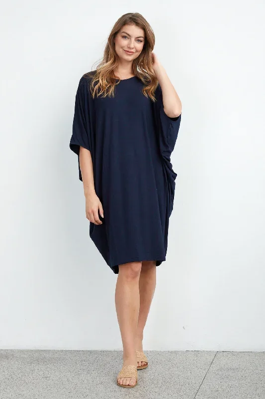 bamboo-cocoon-dress-navy