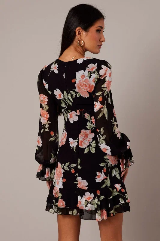 black-floral-ruffle-dress-long-sleeve-flared-cuff-mini-dress-ed2523-34zb-1