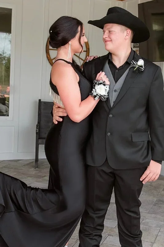 black-halter-backless-tassel-long-prom-dress-with-slit