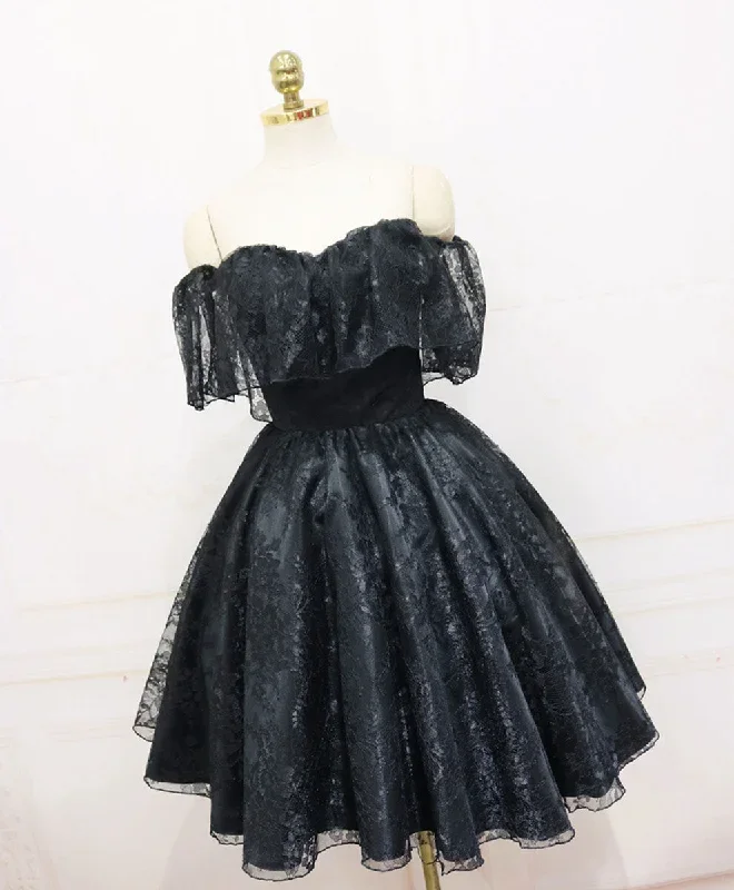 black-sweetheart-tulle-short-lace-prom-dress-lace-homecoming-dress