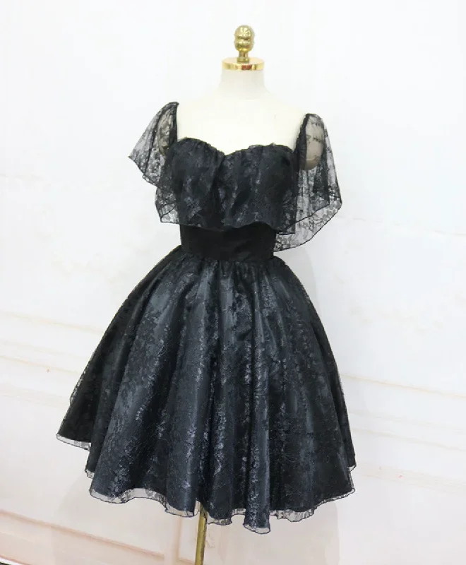 black-sweetheart-tulle-short-lace-prom-dress-lace-homecoming-dress