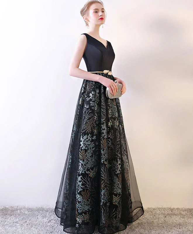 black-v-neck-long-prom-dress-black-evening-dress