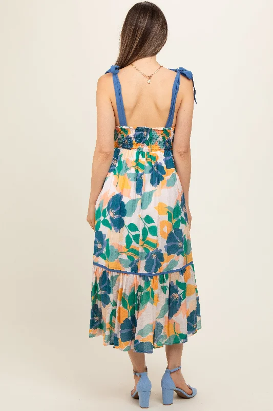 blue-floral-shoulder-strap-maternity-midi-dress