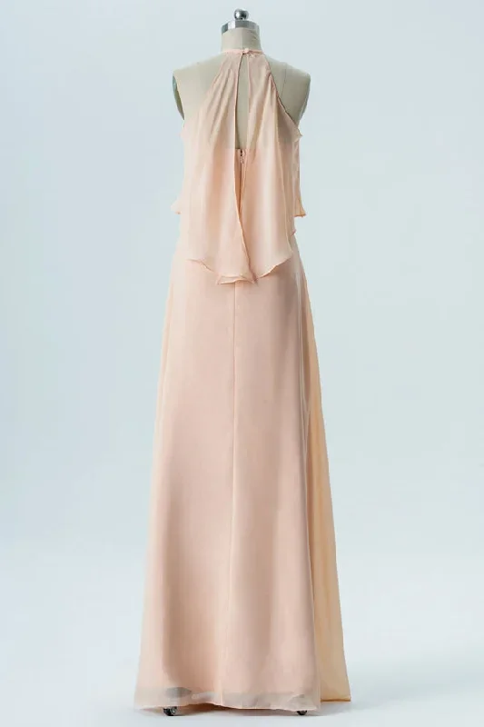 boho-chiffon-peach-halter-long-birdesmaid-dress