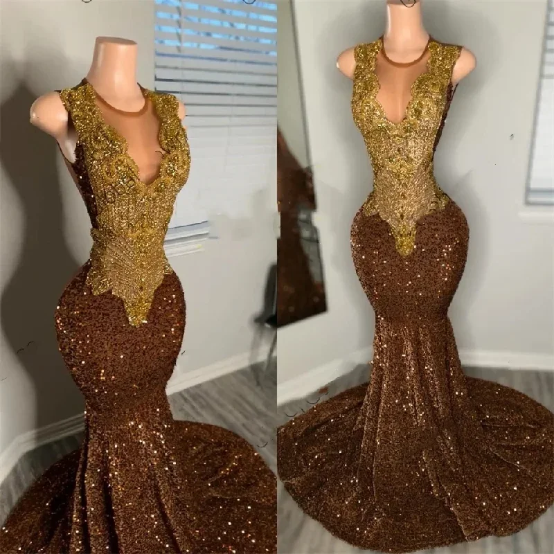 brown-sheer-o-neck-long-prom-dress-for-black-girls-2024-beaded-crystal-rhinestone-birthday-party-dresses-sequined-evening-gowns