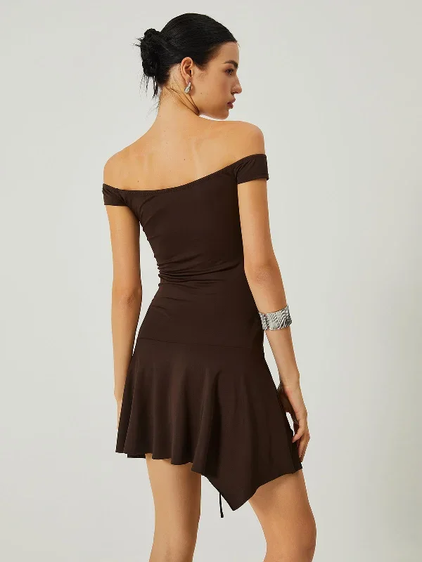 casual-off-shoulder-ruched-ruffle-hem-dress