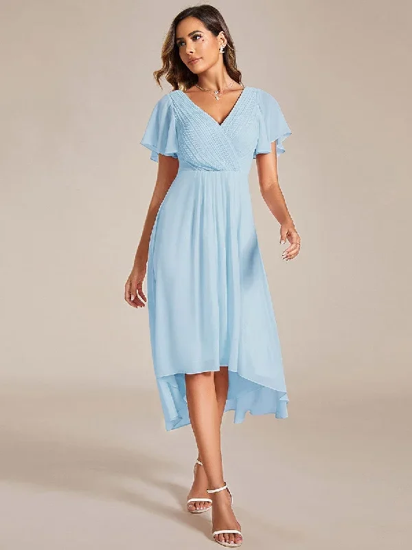 chic-v-neck-asymmetrical-hem-ruffles-sleeve-pleated-chiffon-wedding-guest-dress-eg01923