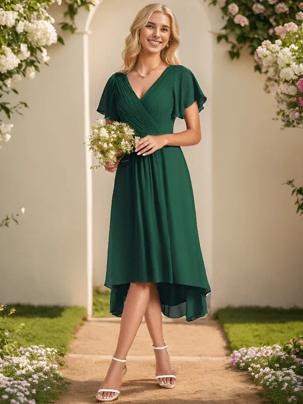 chic-v-neck-asymmetrical-hem-ruffles-sleeve-pleated-chiffon-wedding-guest-dress-eg01923