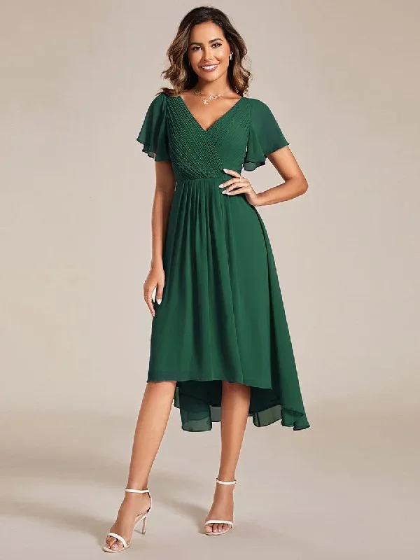 chic-v-neck-asymmetrical-hem-ruffles-sleeve-pleated-chiffon-wedding-guest-dress-eg01923