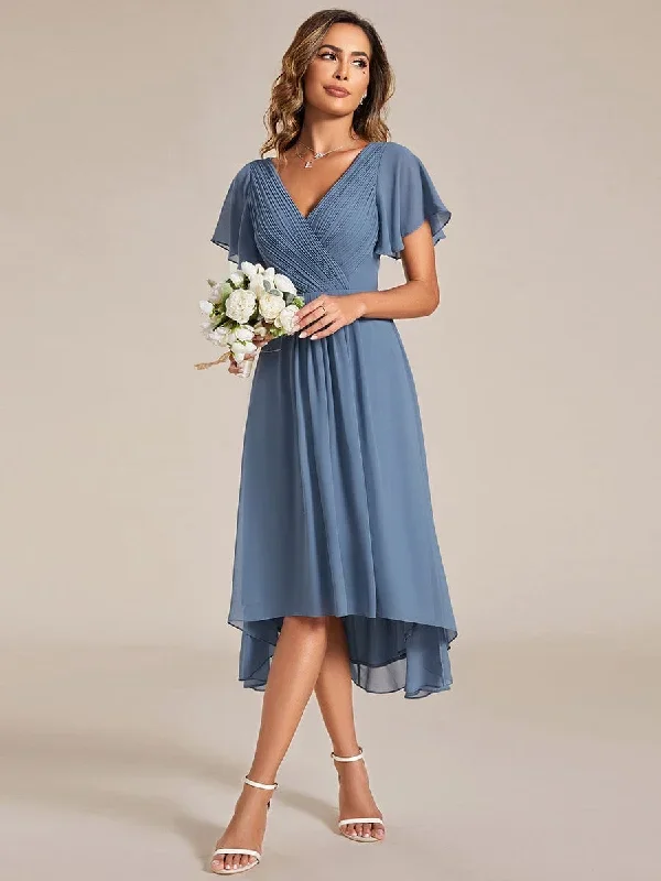 chic-v-neck-asymmetrical-hem-ruffles-sleeve-pleated-chiffon-wedding-guest-dress-eg01923