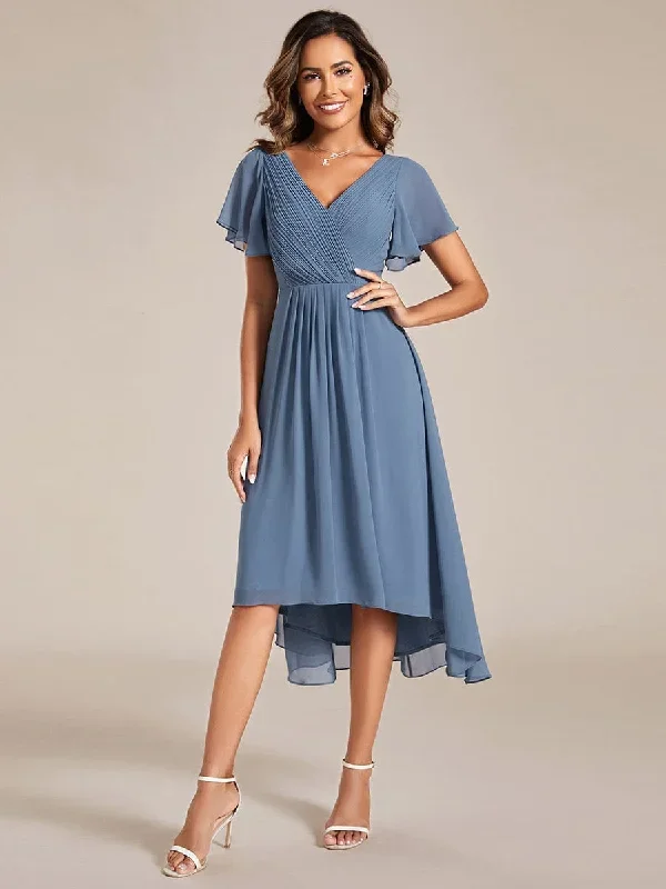 chic-v-neck-asymmetrical-hem-ruffles-sleeve-pleated-chiffon-wedding-guest-dress-eg01923