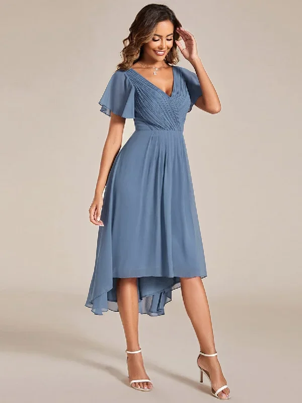 chic-v-neck-asymmetrical-hem-ruffles-sleeve-pleated-chiffon-wedding-guest-dress-eg01923