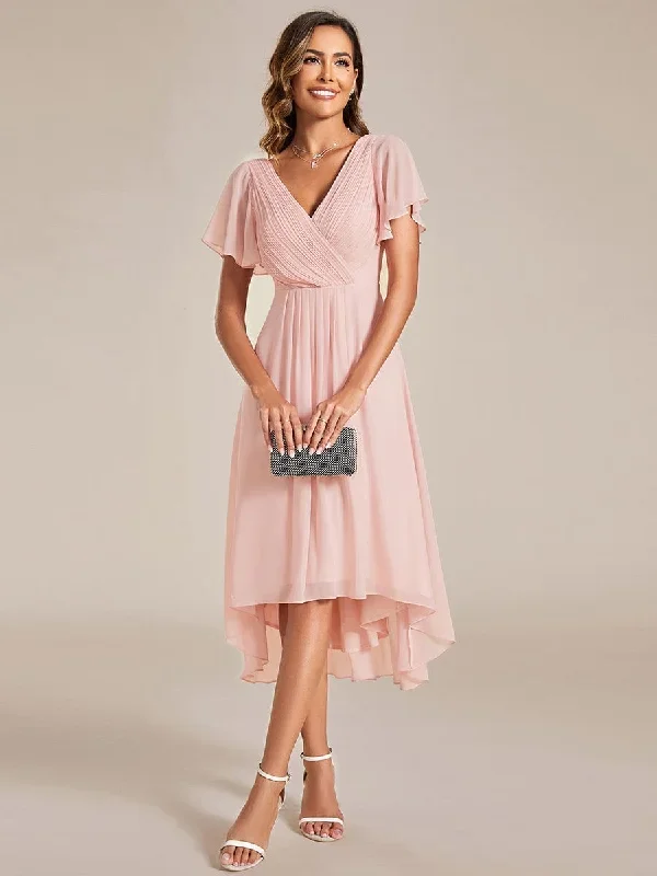 chic-v-neck-asymmetrical-hem-ruffles-sleeve-pleated-chiffon-wedding-guest-dress-eg01923