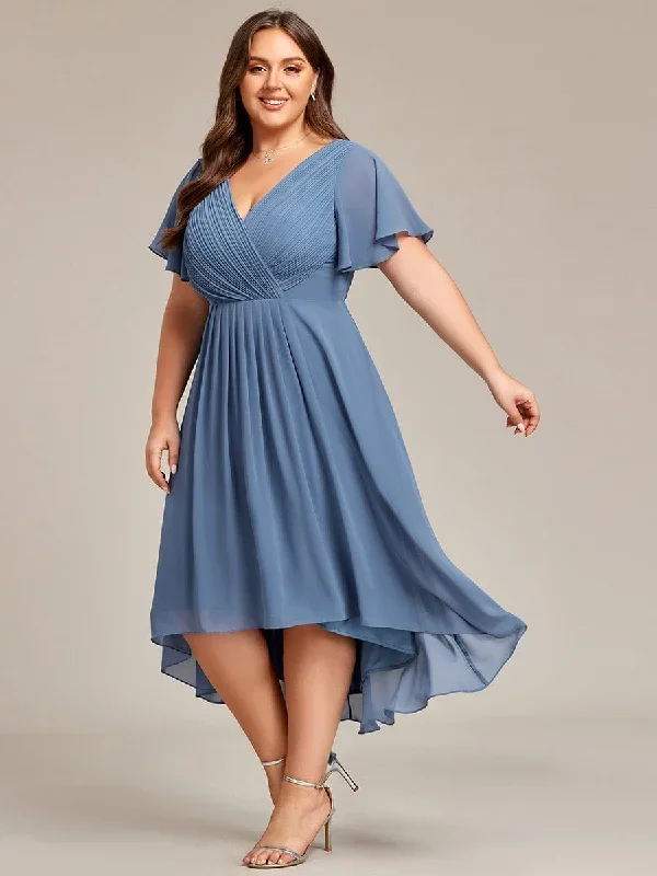 chic-v-neck-asymmetrical-hem-ruffles-sleeve-pleated-chiffon-wedding-guest-dress-eg01923