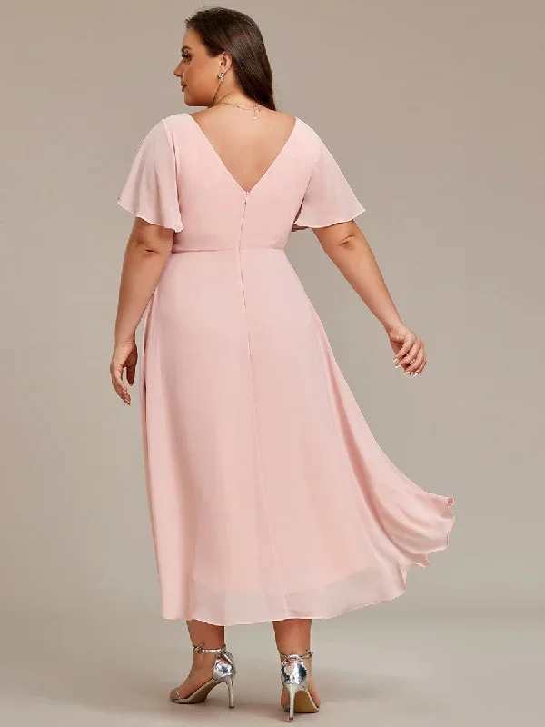 chic-v-neck-asymmetrical-hem-ruffles-sleeve-pleated-chiffon-wedding-guest-dress-eg01923