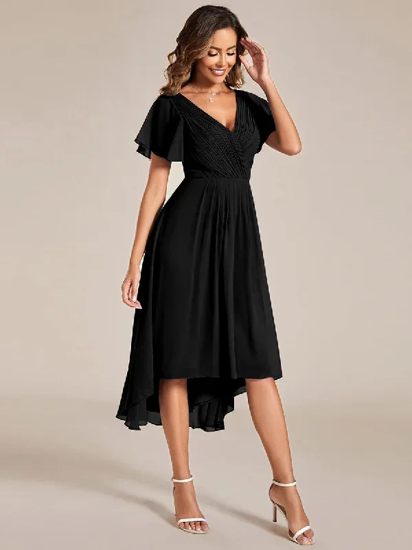 chic-v-neck-asymmetrical-hem-ruffles-sleeve-pleated-chiffon-wedding-guest-dress-eg01923