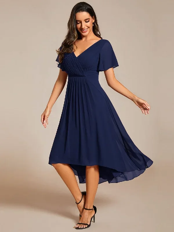 chic-v-neck-asymmetrical-hem-ruffles-sleeve-pleated-chiffon-wedding-guest-dress-eg01923