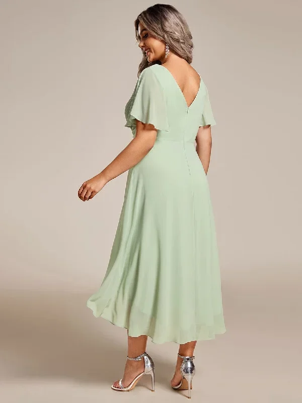 chic-v-neck-asymmetrical-hem-ruffles-sleeve-pleated-chiffon-wedding-guest-dress-eg01923