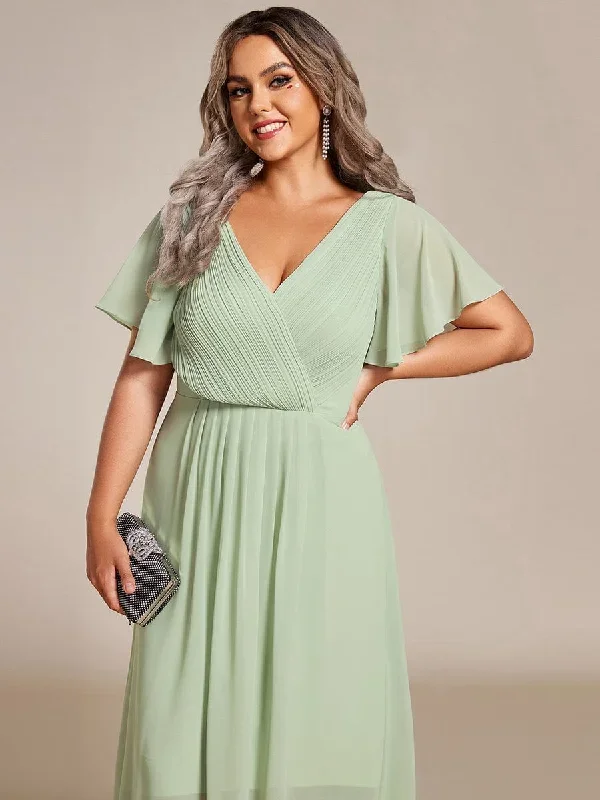 chic-v-neck-asymmetrical-hem-ruffles-sleeve-pleated-chiffon-wedding-guest-dress-eg01923