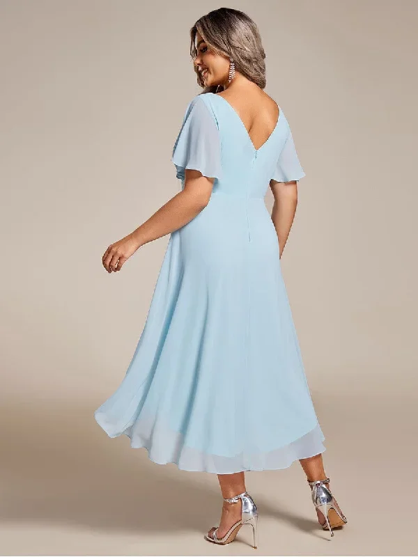 chic-v-neck-asymmetrical-hem-ruffles-sleeve-pleated-chiffon-wedding-guest-dress-eg01923