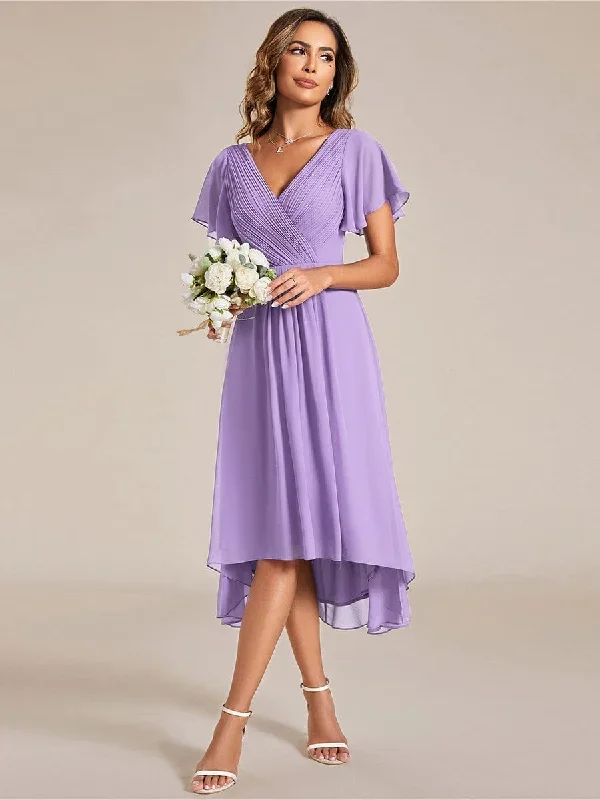 chic-v-neck-asymmetrical-hem-ruffles-sleeve-pleated-chiffon-wedding-guest-dress-eg01923