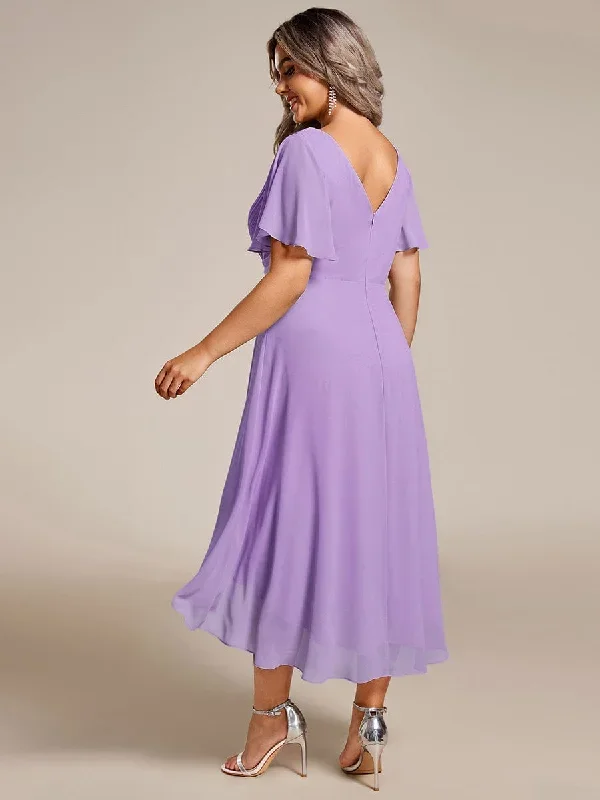 chic-v-neck-asymmetrical-hem-ruffles-sleeve-pleated-chiffon-wedding-guest-dress-eg01923