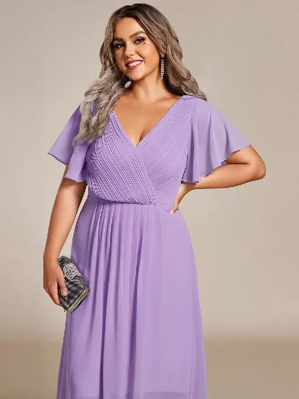 chic-v-neck-asymmetrical-hem-ruffles-sleeve-pleated-chiffon-wedding-guest-dress-eg01923