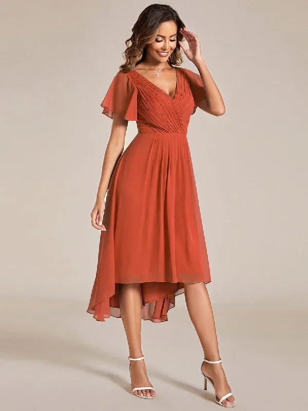 chic-v-neck-asymmetrical-hem-ruffles-sleeve-pleated-chiffon-wedding-guest-dress-eg01923