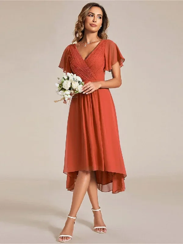 chic-v-neck-asymmetrical-hem-ruffles-sleeve-pleated-chiffon-wedding-guest-dress-eg01923