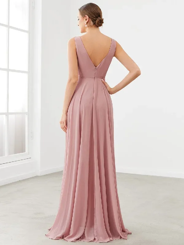 chiffon-ruffled-hem-front-slit-v-neck-sleeveless-bridesmaid-dress-es0175a