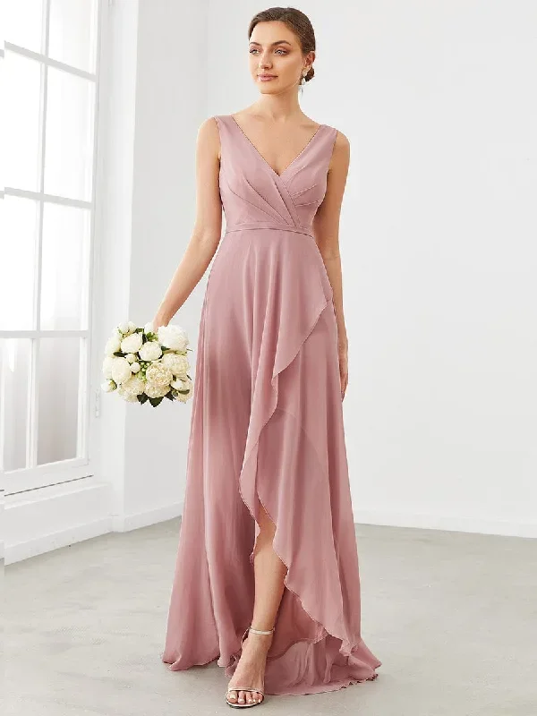 chiffon-ruffled-hem-front-slit-v-neck-sleeveless-bridesmaid-dress-es0175a