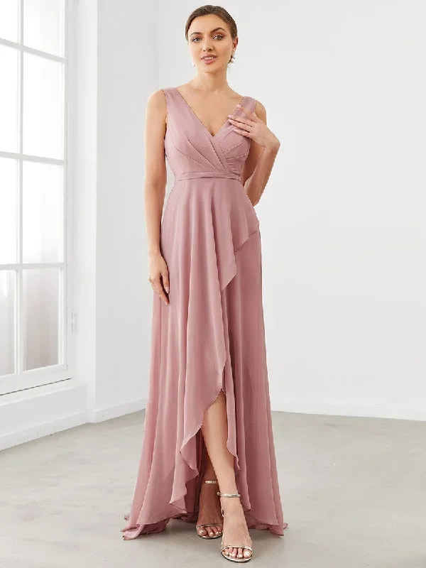 chiffon-ruffled-hem-front-slit-v-neck-sleeveless-bridesmaid-dress-es0175a