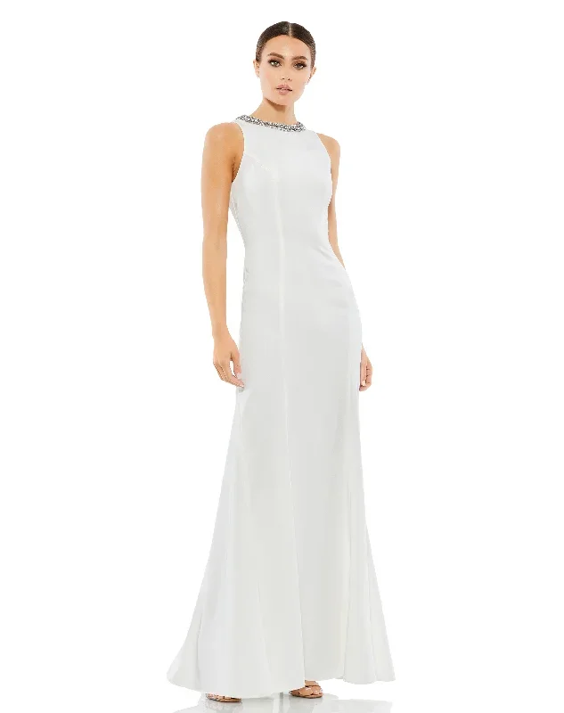 Embellished Neck Trumpet Gown - FINAL SALE