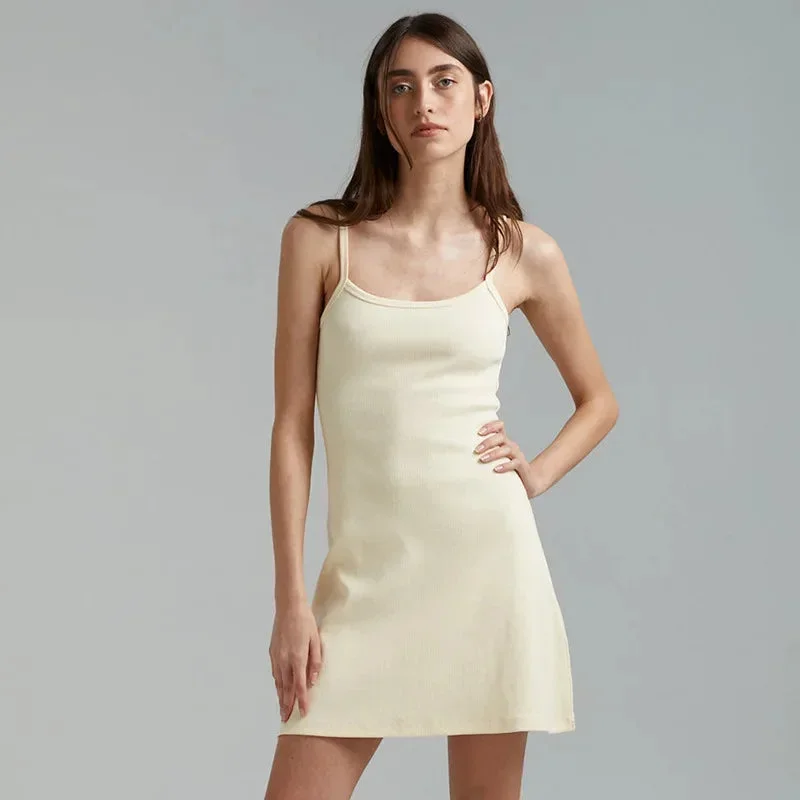 Summer Basic Sexy Spaghetti Strapped Sleeveless High Waist Casual Short Mini Dress