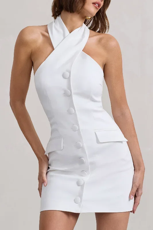 dani-white-halter-neck-tailored-buttoned-bodycon-mini-dress-cl128487005