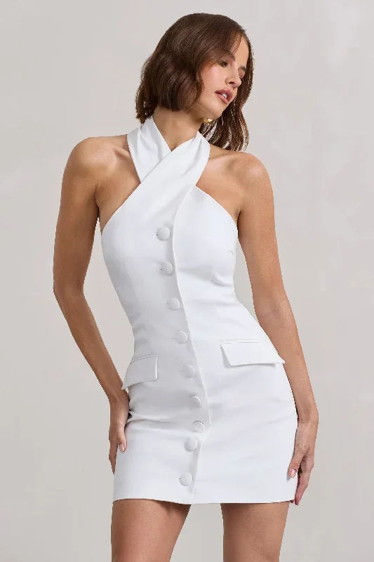 dani-white-halter-neck-tailored-buttoned-bodycon-mini-dress-cl128487005