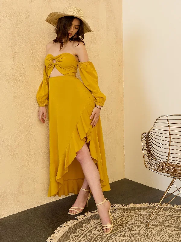 dr6420yl-berrylush-women-yellow-solid-off-shoulder-cut-outs-a-line-midi-dress